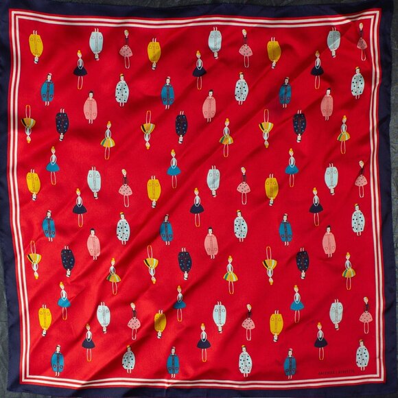 Silk Scarf | Galeries Lafayette with Fashion Dolls Print 21”x21” - Picture 3 of 6